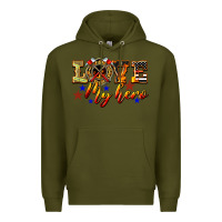 Army Green Love My Hero Firefighter Premium Hoodie - LillyAllenDesigns
