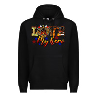 Black Love My Hero Firefighter Premium Hoodie - LillyAllenDesigns