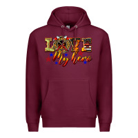Burgundy Love My Hero Firefighter Premium Hoodie - LillyAllenDesigns