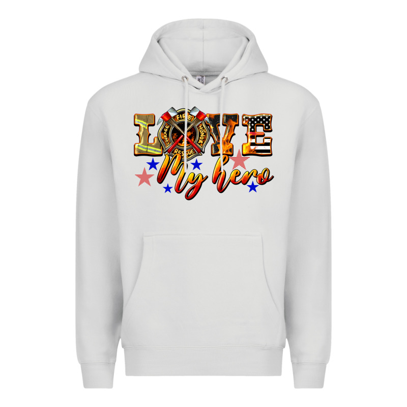 Love My Hero Firefighter Premium Hoodie by LillyAllenDesigns | Teevron