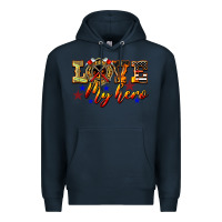 Navy Love My Hero Firefighter Premium Hoodie - LillyAllenDesigns