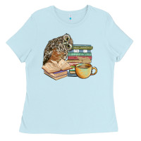 Baby Blue owl and books Ladies Tee - BarkalooDesign