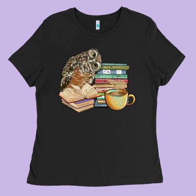 Owl And Books Ladies Tee Designed By Barkaloodesign