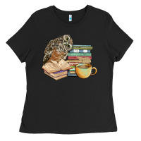 Black owl and books Ladies Tee - BarkalooDesign