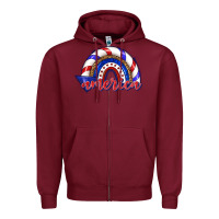 Burgundy America rainbow Zipper Hoodie - texasbilliewilder