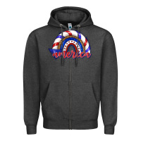 Charcoal Heather America rainbow Zipper Hoodie - texasbilliewilder