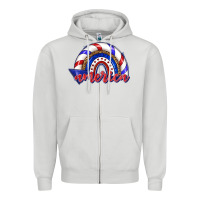 Dove Grey America rainbow Zipper Hoodie - texasbilliewilder