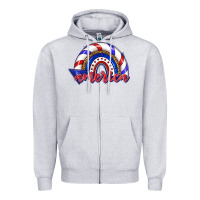 Heather Grey America rainbow Zipper Hoodie - texasbilliewilder