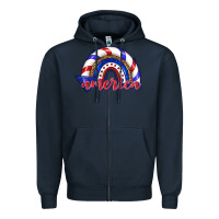 Navy America rainbow Zipper Hoodie - texasbilliewilder