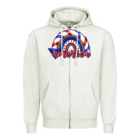 Oatmeal Heather America rainbow Zipper Hoodie - texasbilliewilder
