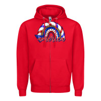 Red America rainbow Zipper Hoodie - texasbilliewilder