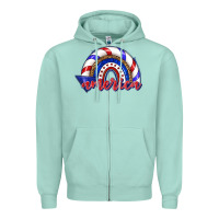 Seafoam America rainbow Zipper Hoodie - texasbilliewilder