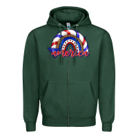 America Rainbow Zipper Hoodie | Teevron