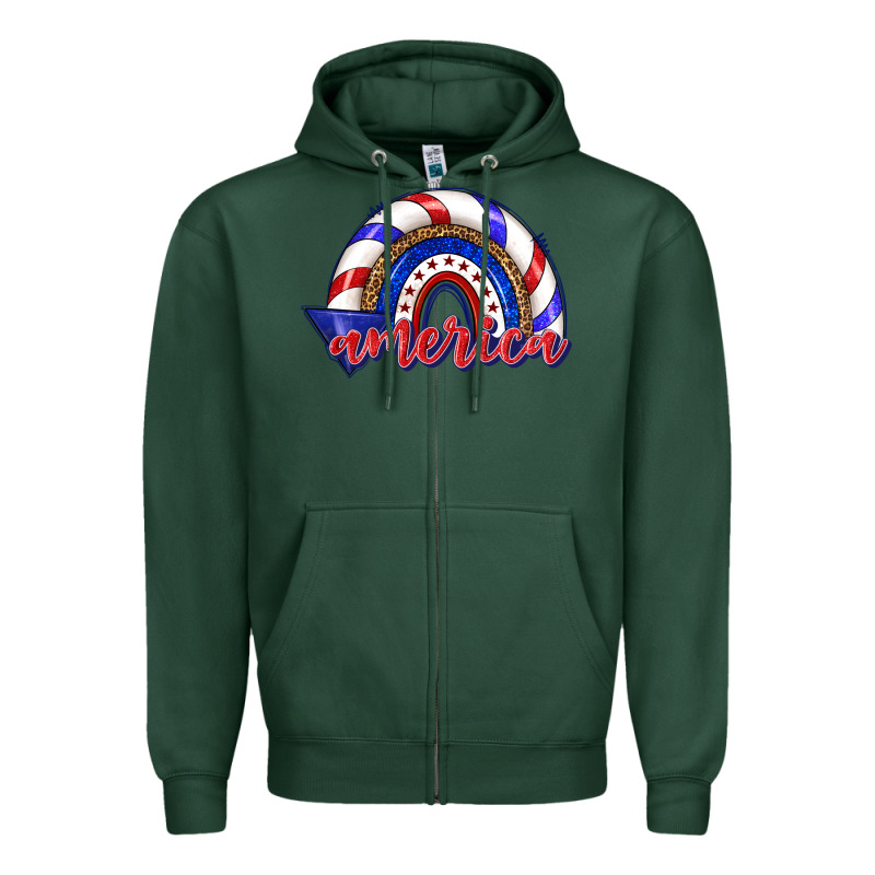 America Rainbow Zipper Hoodie by texasbilliewilder | Teevron