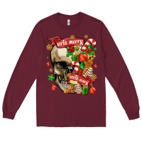 Burgundy sorta merry sorta scary Long Sleeve Tee - MaliasSmallBusiness