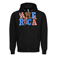 Black America with lightning bolt Zipper Hoodie - texasbilliewilder