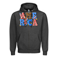 Charcoal Heather America with lightning bolt Zipper Hoodie - texasbilliewilder