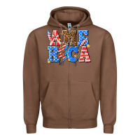 Chestnut America with lightning bolt Zipper Hoodie - texasbilliewilder