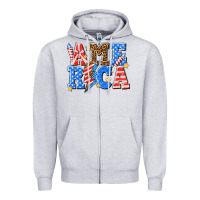 Heather Grey America with lightning bolt Zipper Hoodie - texasbilliewilder