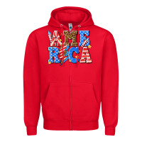 Red America with lightning bolt Zipper Hoodie - texasbilliewilder