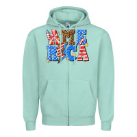 Seafoam America with lightning bolt Zipper Hoodie - texasbilliewilder