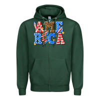 Sports Green America with lightning bolt Zipper Hoodie - texasbilliewilder