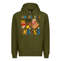 Army Green i am just here for the snacks Premium Hoodie - AdoDesignShop