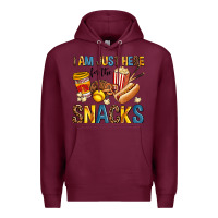 Burgundy i am just here for the snacks Premium Hoodie - AdoDesignShop
