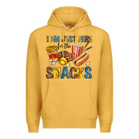 Mustard i am just here for the snacks Premium Hoodie - AdoDesignShop