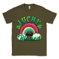 Army Green Lucky and blessed rainbow Classic Tee - RanaPortraitStore