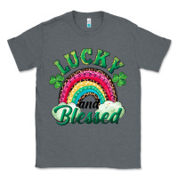 Charcoal Heather Lucky and blessed rainbow Classic Tee - RanaPortraitStore