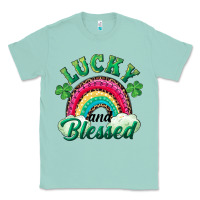 Seafoam Lucky and blessed rainbow Classic Tee - RanaPortraitStore