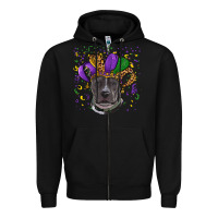 Black mardi gras pitbull Zipper Hoodie - RanaPortraitStore