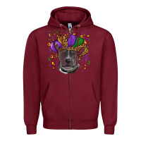 Burgundy mardi gras pitbull Zipper Hoodie - RanaPortraitStore
