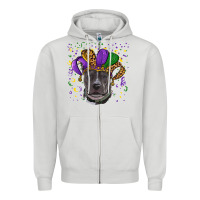 Dove Grey mardi gras pitbull Zipper Hoodie - RanaPortraitStore