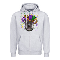 Heather Grey mardi gras pitbull Zipper Hoodie - RanaPortraitStore