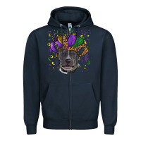 Navy mardi gras pitbull Zipper Hoodie - RanaPortraitStore