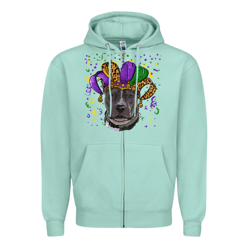 Mardi Gras Pitbull Zipper Hoodie by RanaPortraitStore | Teevron