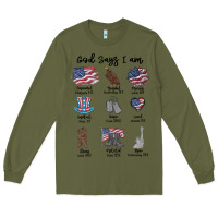 Army Green god says i am Long Sleeve Tee - MaliasSmallBusiness