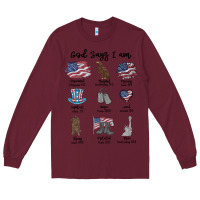 Burgundy god says i am Long Sleeve Tee - MaliasSmallBusiness
