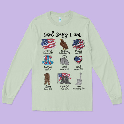 Long Sleeve Tee god says i am