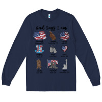 Navy god says i am Long Sleeve Tee - MaliasSmallBusiness