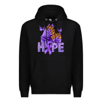Black hope lavender ribbon all cancers Premium Hoodie - NancyCooperArtShop