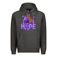 Charcoal Heather hope lavender ribbon all cancers Premium Hoodie - NancyCooperArtShop