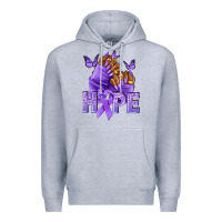 Heather Grey hope lavender ribbon all cancers Premium Hoodie - NancyCooperArtShop