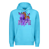 Ocean Blue hope lavender ribbon all cancers Premium Hoodie - NancyCooperArtShop