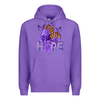 Purple hope lavender ribbon all cancers Premium Hoodie - NancyCooperArtShop