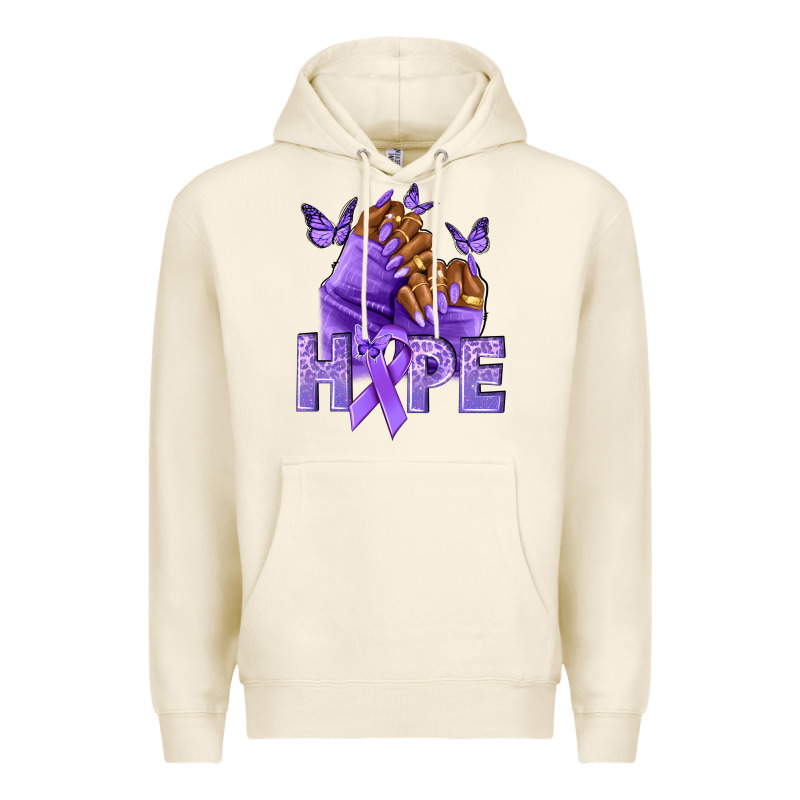 Hope Lavender Ribbon All Cancers Premium Hoodie by NancyCooperArtShop | Teevron