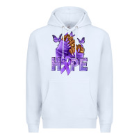 White hope lavender ribbon all cancers Premium Hoodie - NancyCooperArtShop