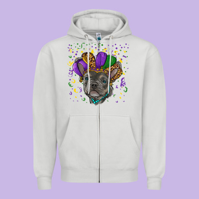 Zipper Hoodie mardi gras french bulldog